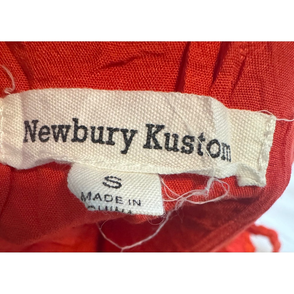 Newbury Kustom Orange Button Front Mini Dress Y2K Boho Ruffle Strap S - Picture 4 of 4